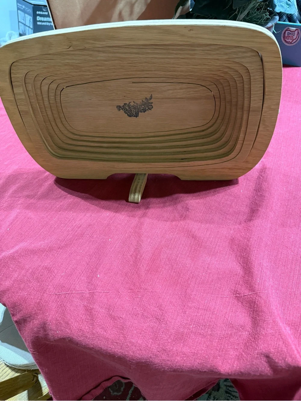 Nested Wooden Serving Tray with Floral Detail